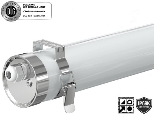 120° 200° 280° 360° زاویه پرتو IP69K IP67 TB6 چراغ لوله ای LED با 130LPW 160LPW برای روشنایی کارخانه های فرآوری مواد غذایی