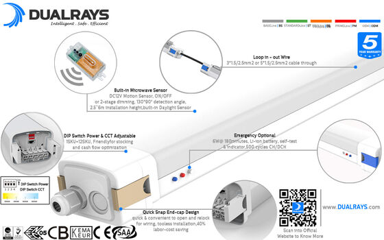 چراغ ضد رطوبت LED با 160LPW و IP65 IK10 محافظت فراهم کردن نوردهی قوی و یکنواخت برای انبار و پارکینگ گاراژ