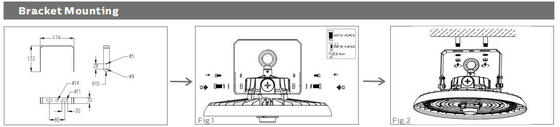 HB3 DIP Switchable Power و 3CCT UFO LED High Bay Light 100W 150LPW با عملکرد اضطراری با 30W@3hrs اختیاری