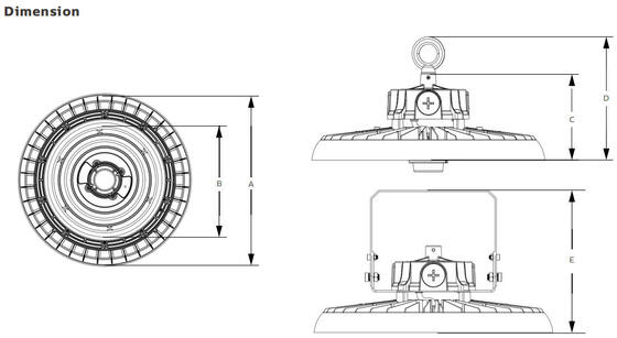 HB3 DIP Switchable Power و 3CCT UFO LED Highbay Light 190LPW موجود در انبار اروپا با عملکرد اضطراری با 30W@3hrs اختیاری