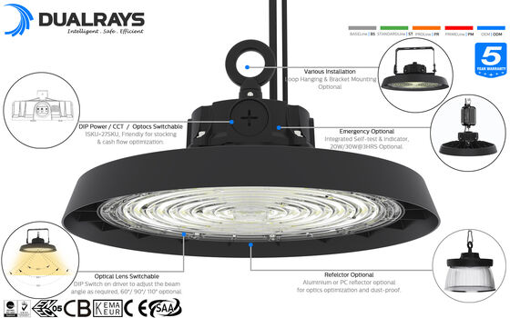 درایور داخلی 150 واتی HB3 Eco نسخه باریک UFO LED چراغ با نور KNX 1-10 ولت