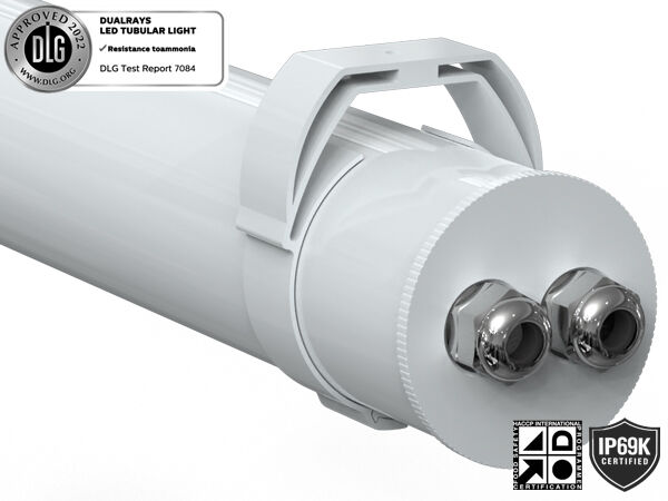 چراغ لوله ای LED 1.5 متری 60 وات IP69K IK10 TB7 برای مزرعه با قابلیت اتصال از طریق 3 یا 5 سیم